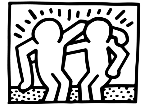 Best Buddies By Keith Haring Coloring Page